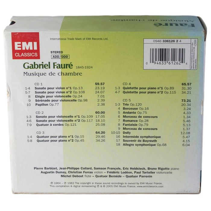 Gabriel Faure Musique de Chambre 5 CD stan idealny
