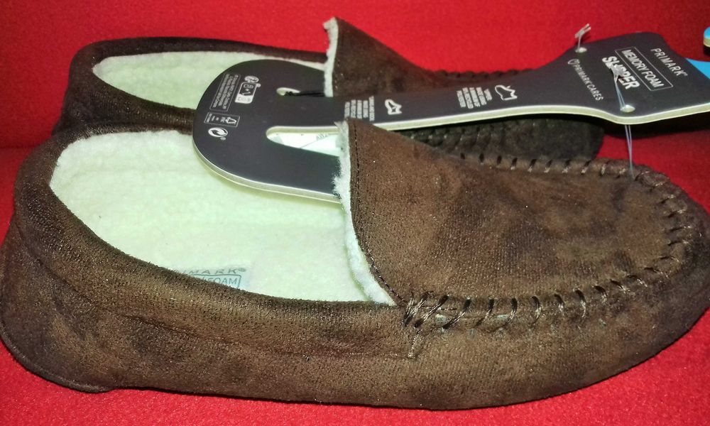 Modne, brązowe kapcie mokasyny Primark. 41