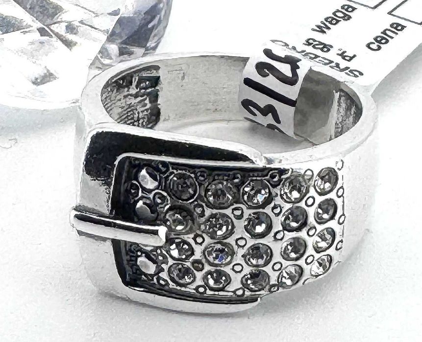 Srebrny pierścionek pasek z cyrkoniami srebro pr. 925 5,4 g rozmiar 18