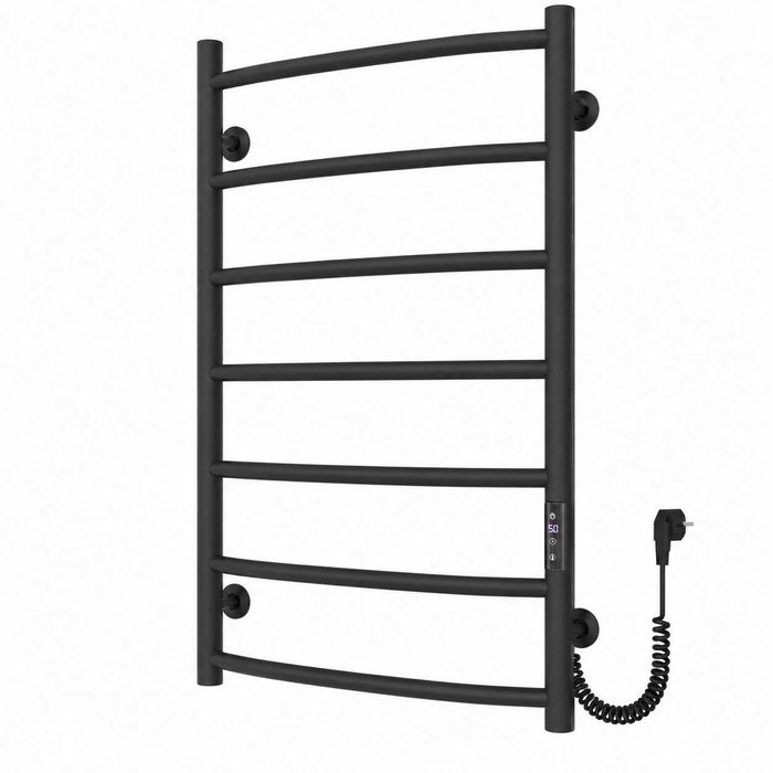 Полотенцесушитель электрический Sora Black 800x500 | Черная нержавеющая сталь | Правое подключение | Терморегулятор JD03 | 115 Вт