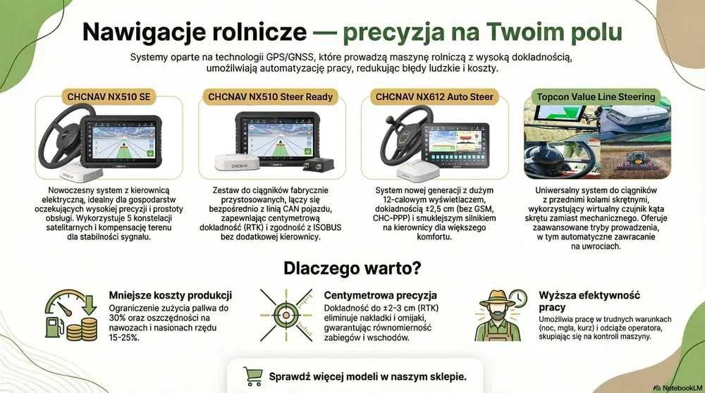 Nawigacje rolnicze np TOPCON FJD CHC