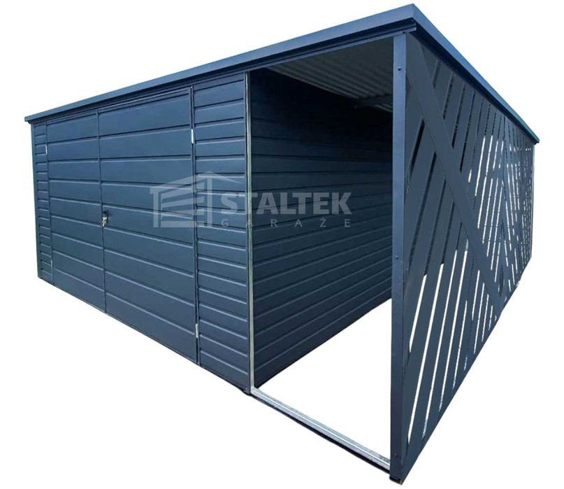 Domek Ogrodowy 4x4m Wiata Panele Verona Brama Spad w tył ST152