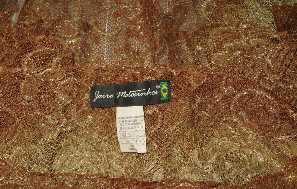 Vestido Veludo castanho degradé até ao dourado - Modelo Único, Tam. M
