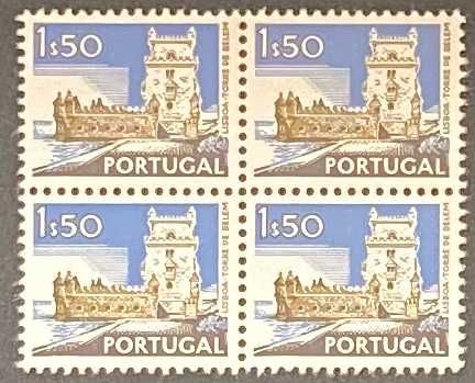 Quadra de selos novos de 1$50 - Paísagens e Monumentos - 1974