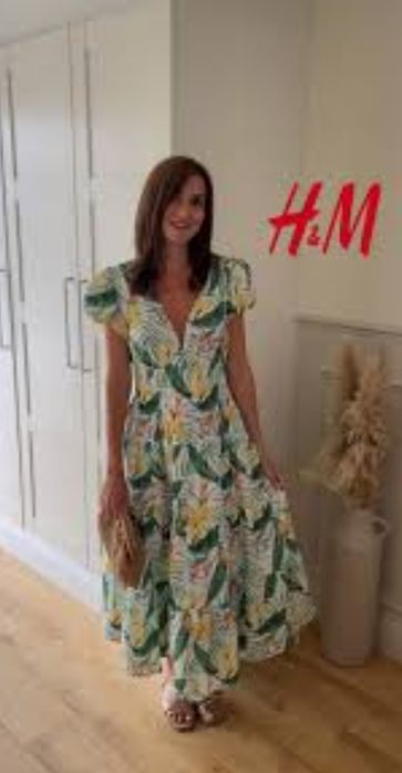 Сукня міді жіноча з бавовни ,квітковий принт сукня максі h&m