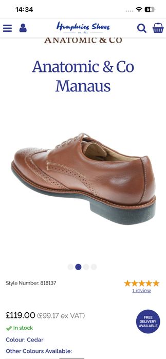 Туфлі-броги від бренду Anatomic & Co 45 розмір 29 - 29,5 см