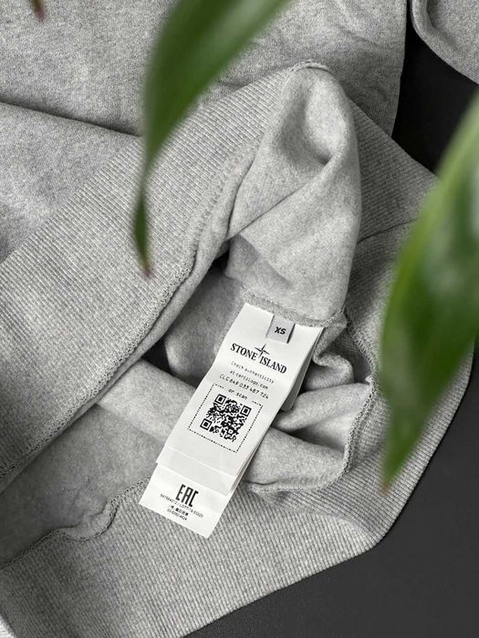 Серое Худи Stone Island - Стон Айленд Толстовка Стоник