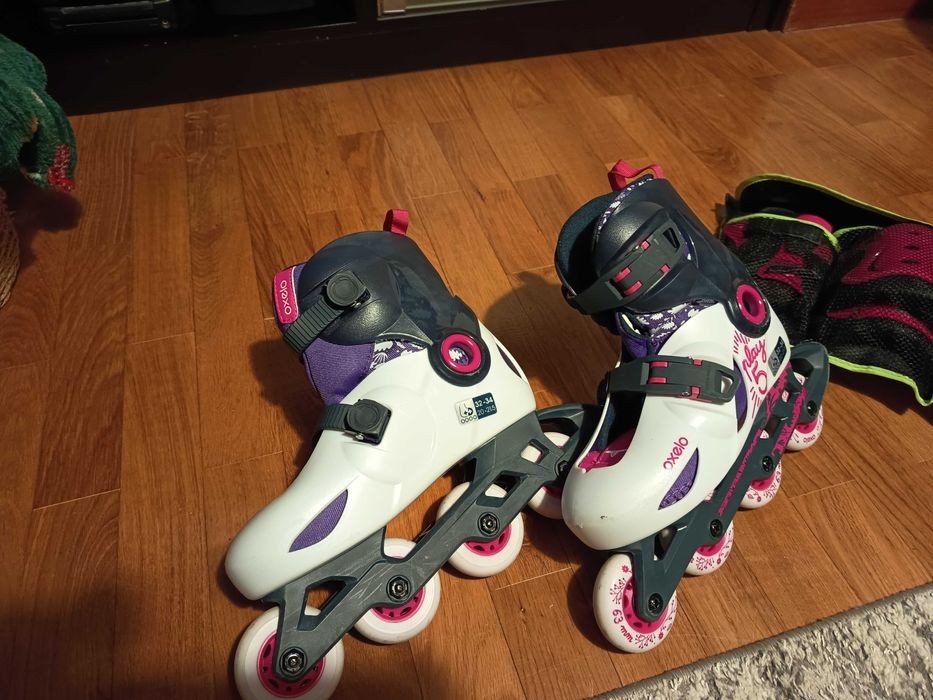 Patins de Criança Cinza-claro 32-34 + Proteções