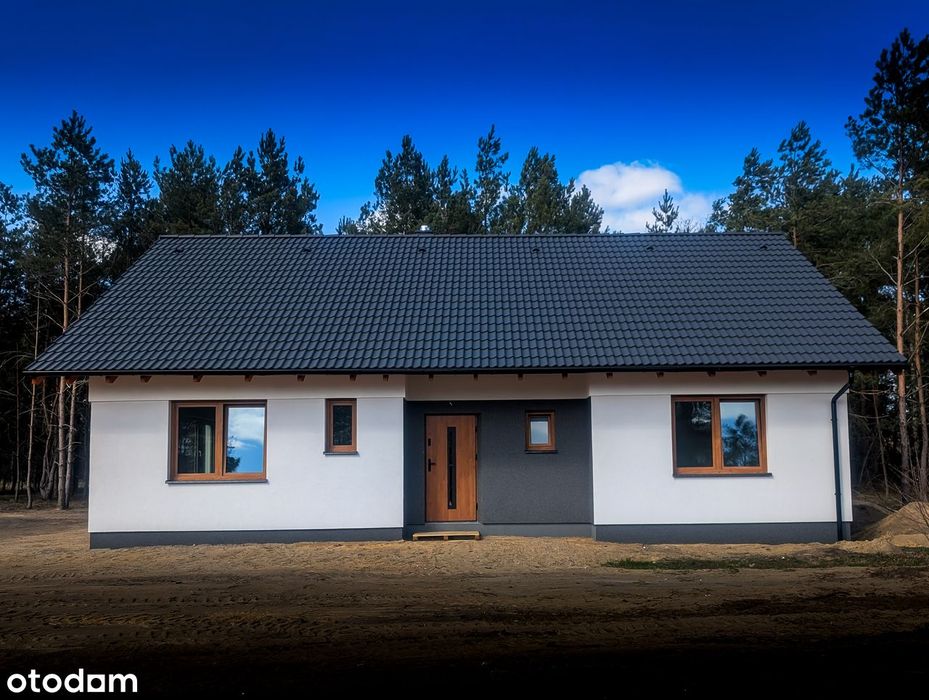 Nowy parterowy dom jednorodzinny, wolnostojący z 4 pokojami, cisza las
