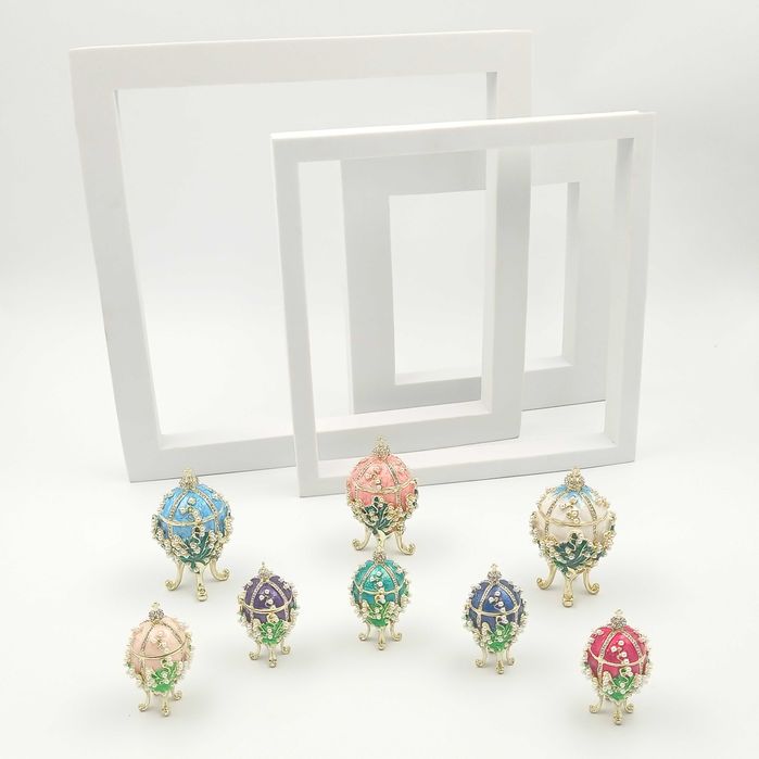 Jajko jajo faberge pojemniki szkatułka niebieskie styl wiktoriański