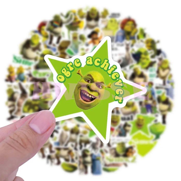 50 szt. Shrek Ogr Naklejki Matowe STICKER MIX