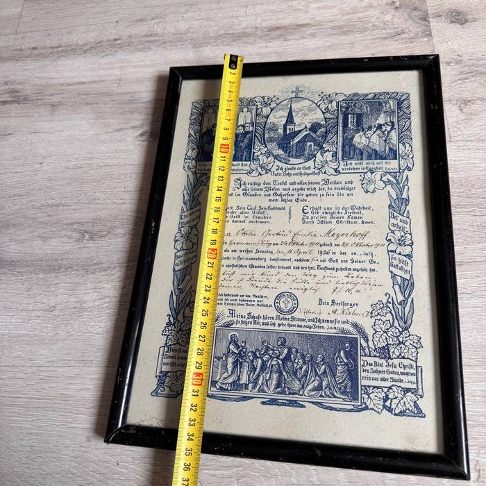Zabytkowe świadectwo konfirmacji 1926 r. – Hermannsburg, piękna grafika