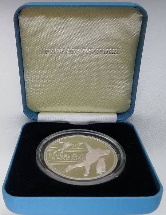 Франція 100 франків 1990р. СРІБЛО. ПРУФ. Олімпіада. Ковзани.