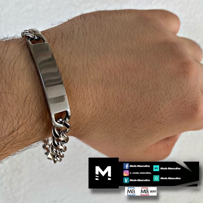 Pulseira em aço com chapa
