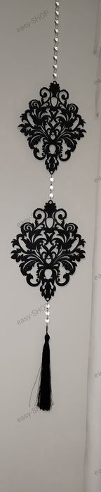 Podwójna czarna girlanda z kryształkami i chwostem