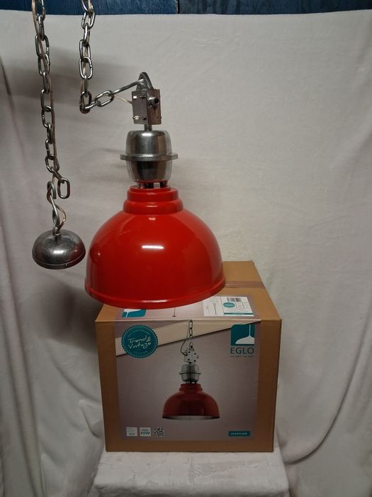 Lampa wisząca EGLO GRANTHAM – czerwona, styl industrialny/vintage