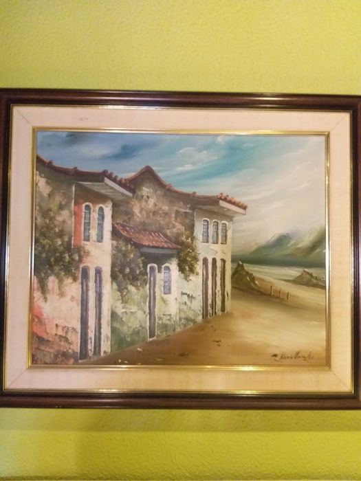 Quadro com pintura a óleo  em tela