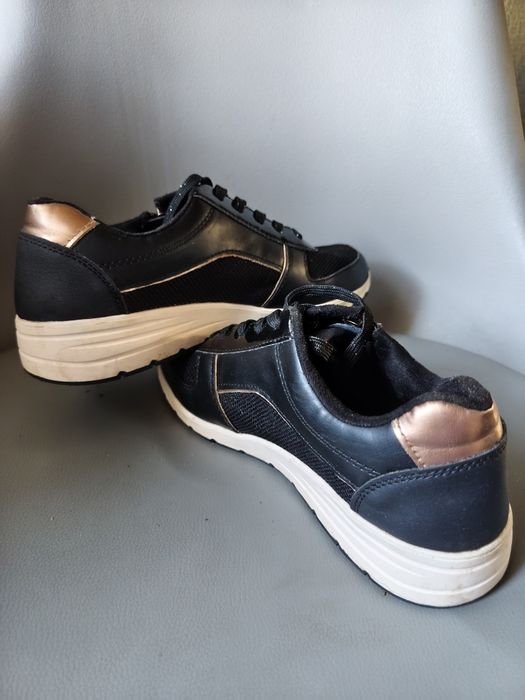 Sneakersy damskie czarno złote