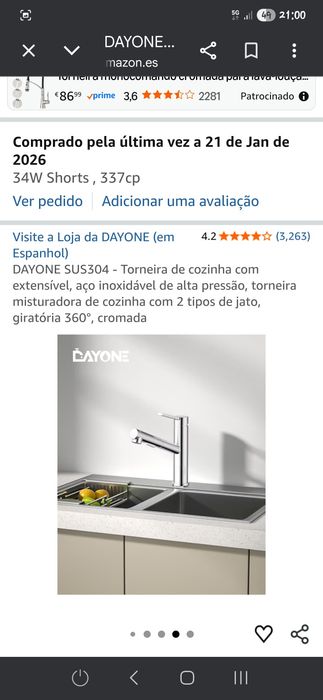 Torneira de bancas com chuveiro em inox