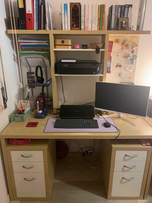 Secretária c/ estante e prateleiras ikea mikael