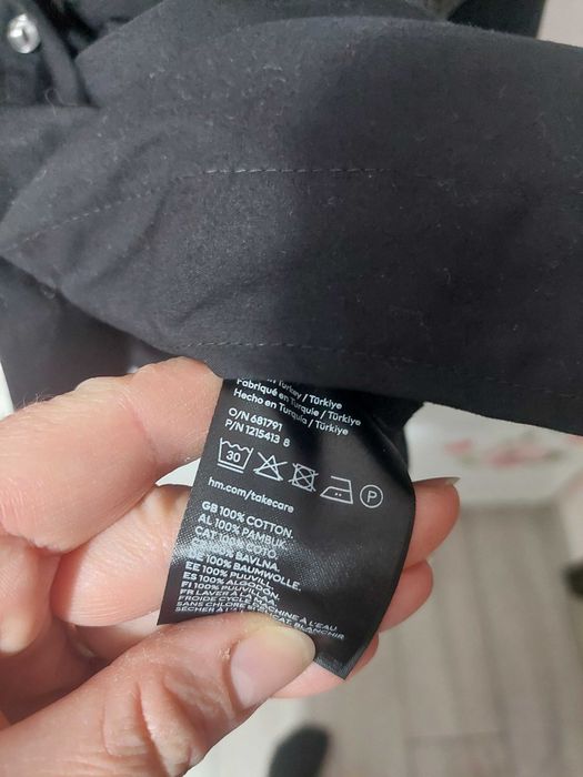 Elegancka koszula czarna przekładana  bawełna h&m M/L