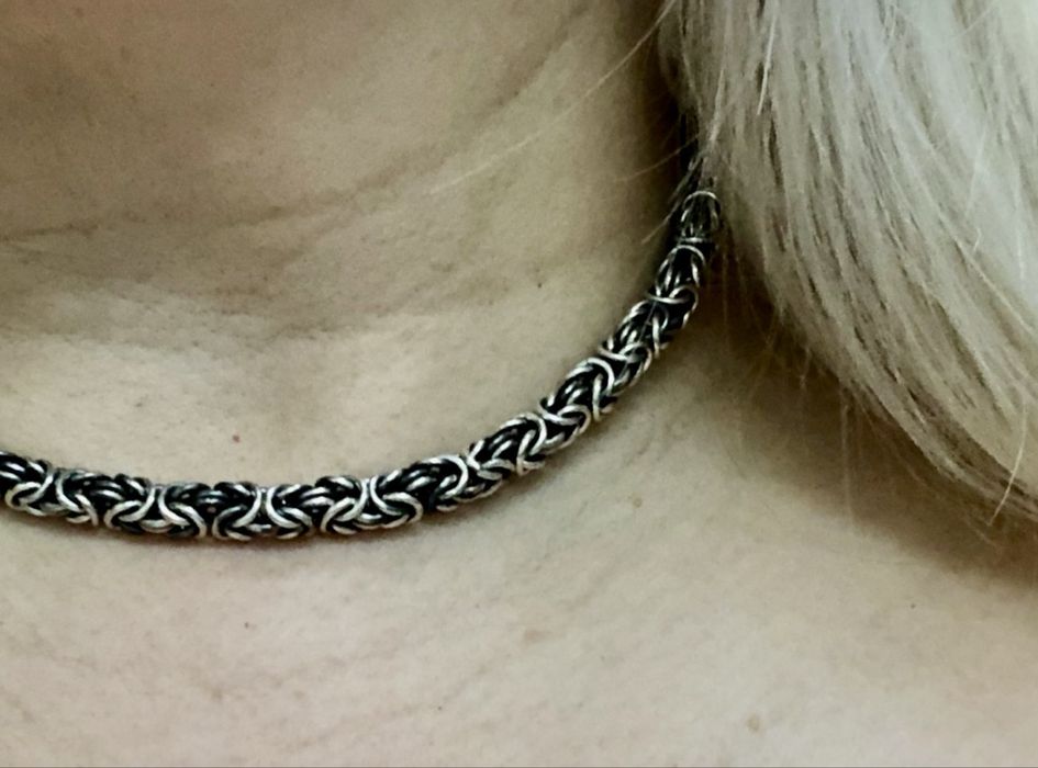 Stary srebrny polski łańcuch królewski splot 70 g.+ bransoleta gratis.