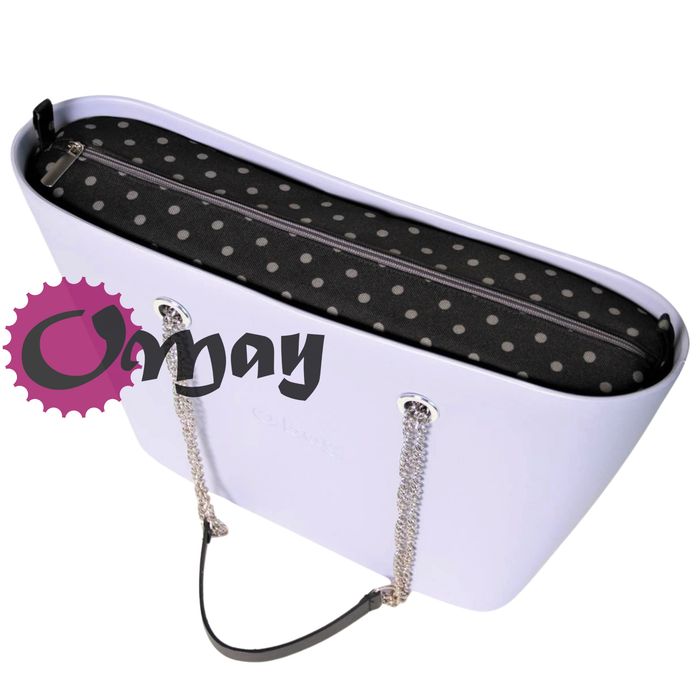 Czarny organizer do OBAG URBAN groszki grafitowe 2 kieszenie VIP OMAY