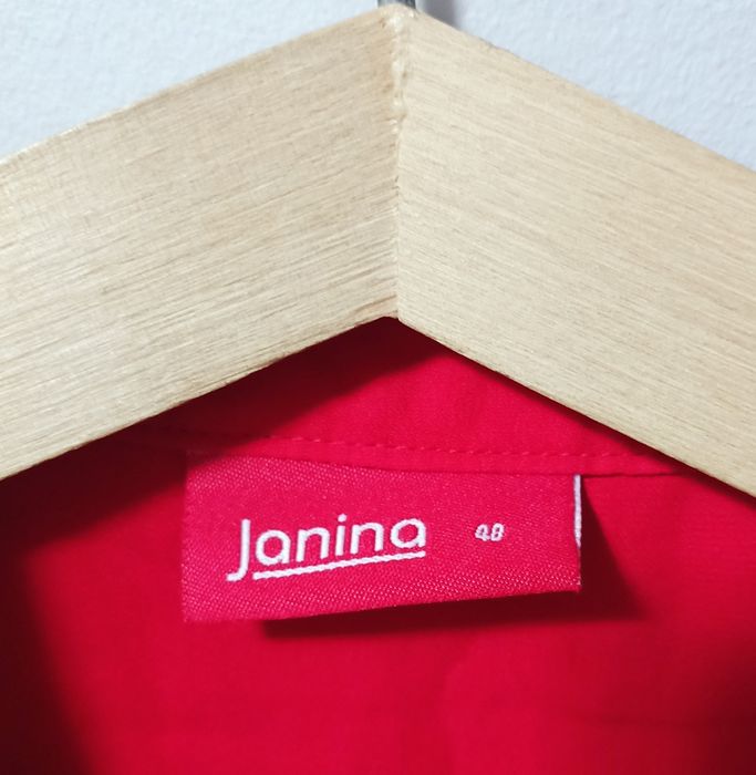Czerwona, koszulowa bluzka, tunika, maskująca Janina rozmiar 40