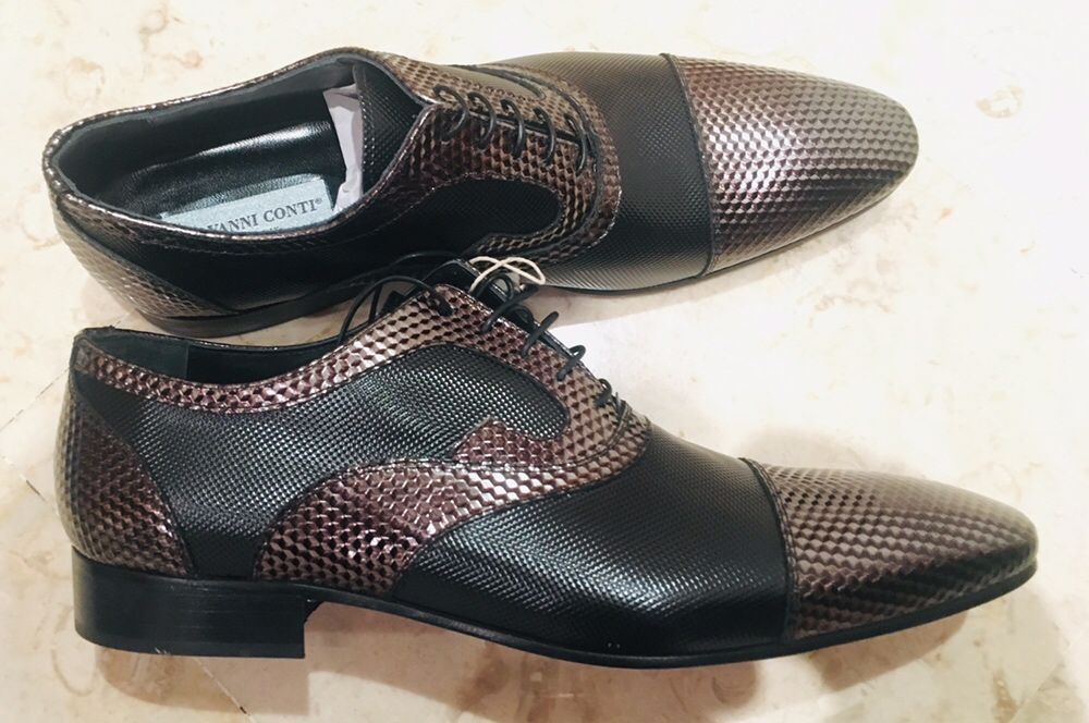 Giovanni Conti sapatos castanhos pele trabalhada 45