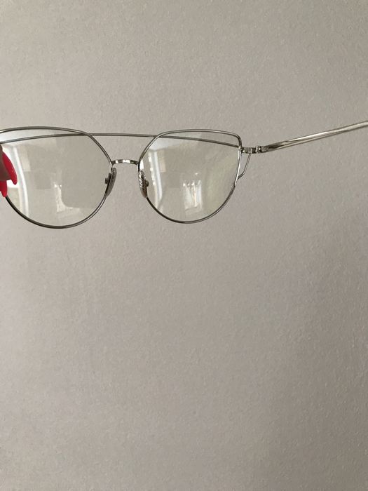 Okulary zerówki srebrne kocie