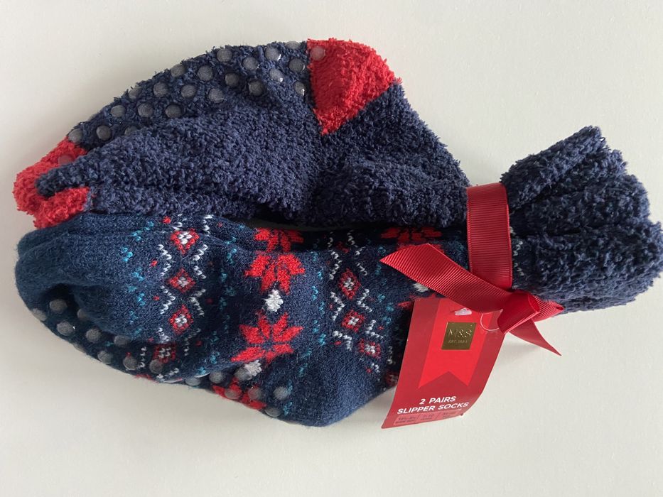 2 pary skarpet skarpetki świąteczne 7-10 lat 31-36 antypoślizgowe