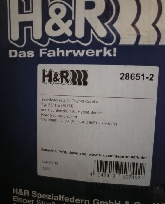 Jogo de molas de rebaixamento H&R novas  para Toyota Corolla hatchback