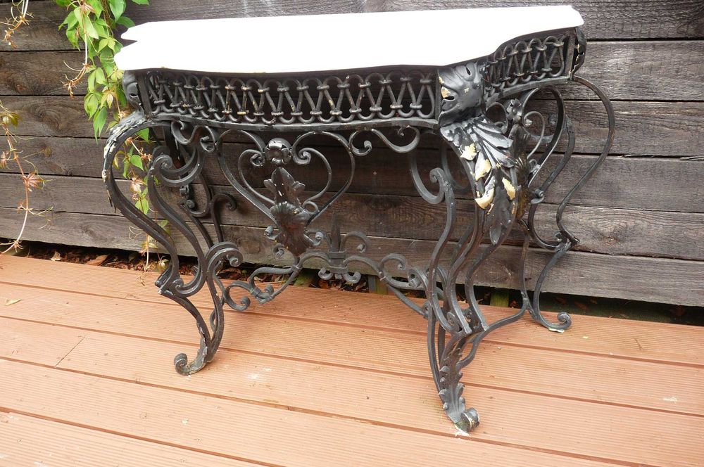 WYPRZEDAŻ/ PRZEPROWADZKA żeliwna konsola/stół z marmurowym blatem