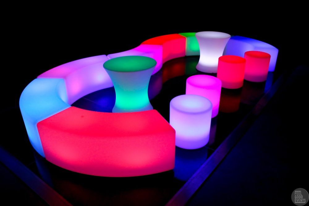 Mesas vasos balcões led