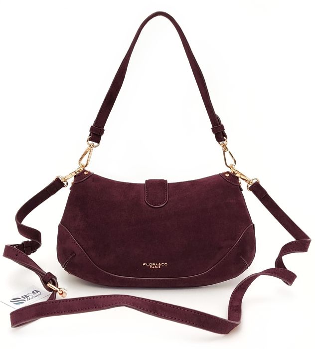Torebka Flora & CO Paris Zamsz Bordo Burgund Ćwieki Listonoszka Boho