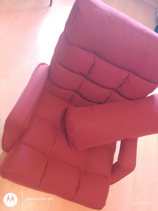 Fotel rozkładany Czerwony Sofa Podłogowa Krzesło Poduszka