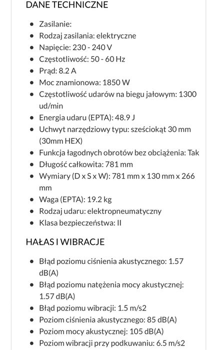 Młot wyburzeniowy Makita