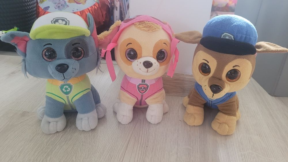 3 duże pieski Psi Patrol.23-24 cm. Chase, Skye,Rocky.Paw Pat