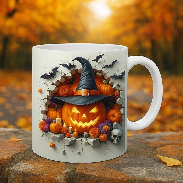 Kubek z dynią na Halloween