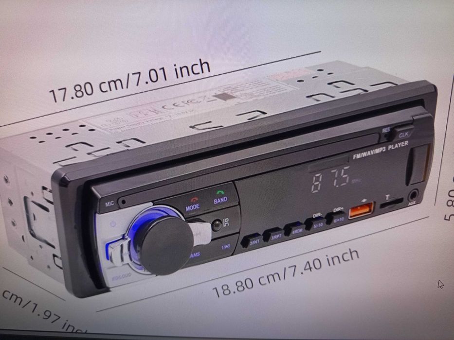 Auto Rádio MP3 Bluetooth USB  Novo