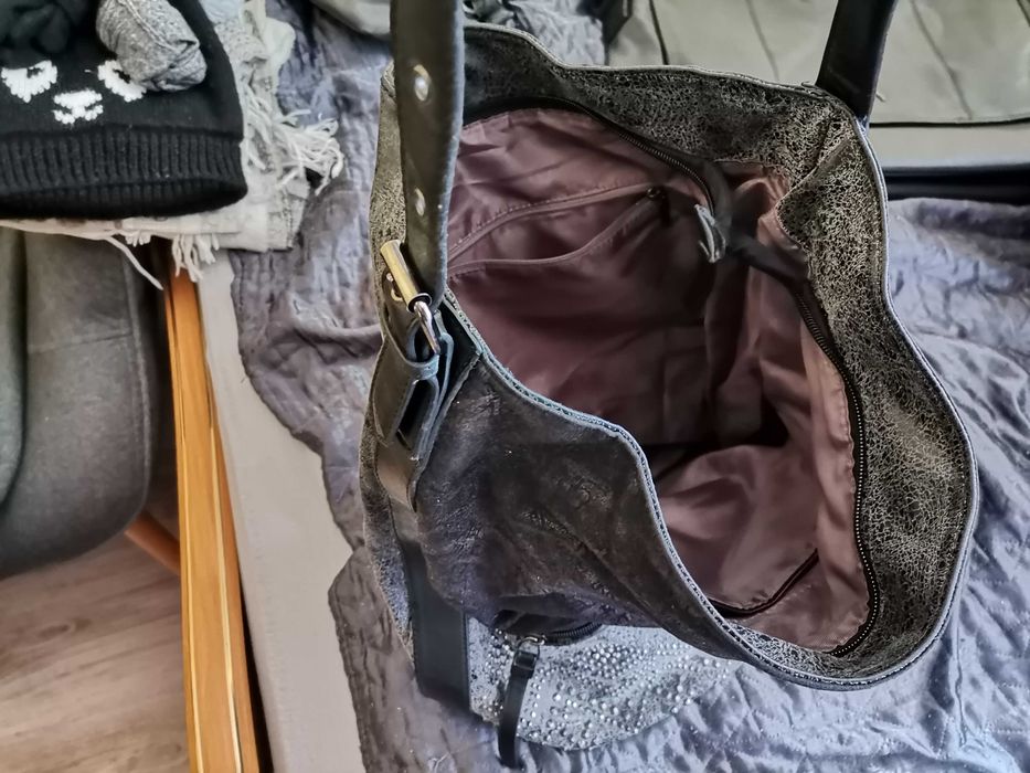 Torba na ramię czarna, z cekinami