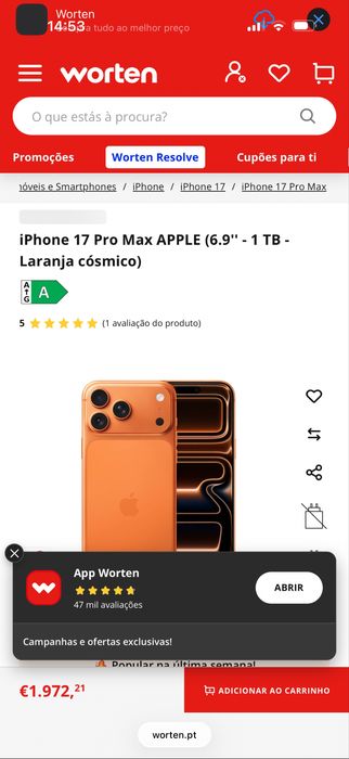 Iphone 17 pro max 1 Tb