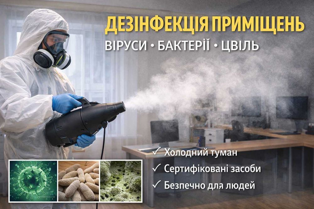 Дезінфекція приміщень • Віруси • Бактерії • Цвіль