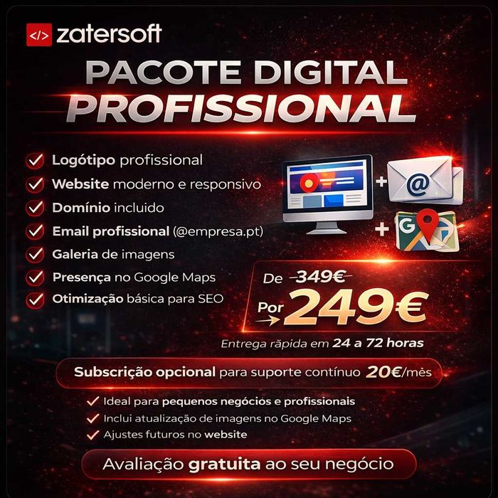 Crie a Presença Online da Sua Empresa | Website + Email + Google Maps por 249€