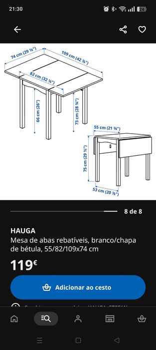 Mesa com abas laterais
