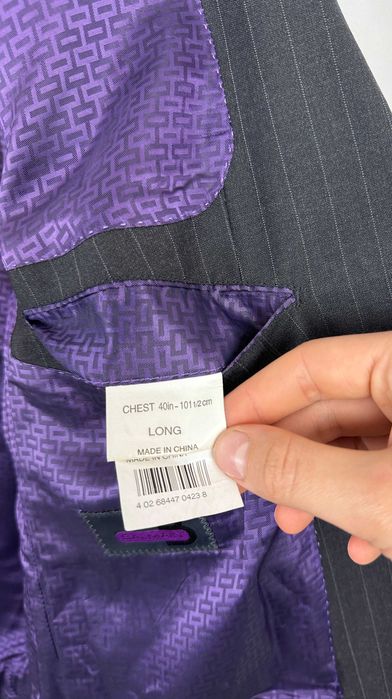 Marynarka męska BALMAIN wełna paski elegancka casual r. L (40L LONG)