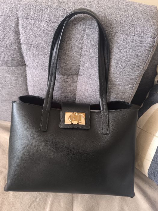Torebka damska furla 1927 shopper skóra naturalna czarna nowa z metką