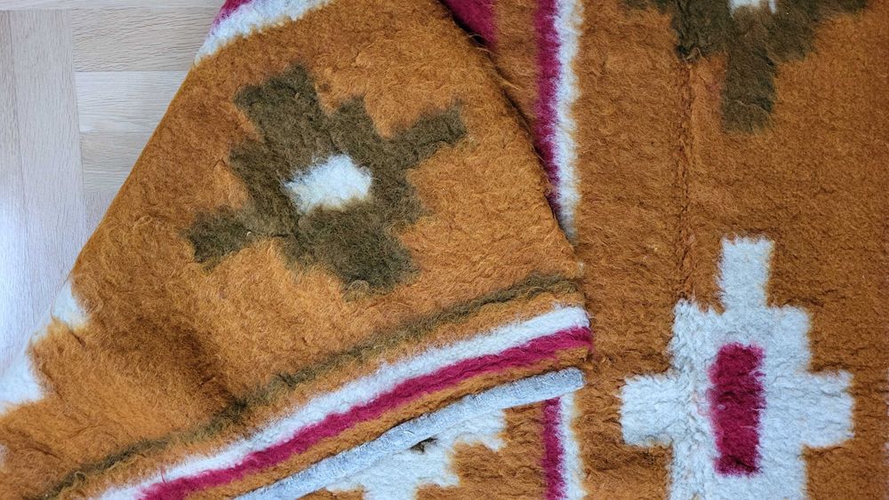 kilim czysta wełna pled Cepelia gobelin bez wad ideał 200x150cm koc