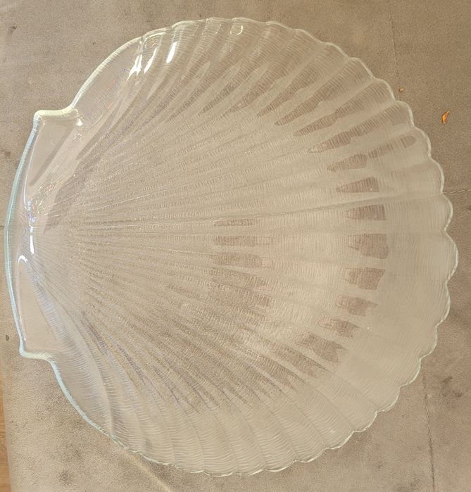 Patera szklana misa talerz vintage muszla duża średnica około 33 cm
