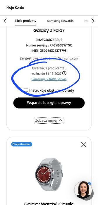 Samsung Galaxy Fold 7 256GB srebrny komplet GW